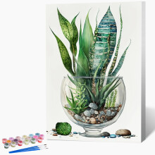 Paint by Numbers Kit til voksne Begyndere med tr?ramme Planter Indrammet Voksen Paint by Number Kits p? l?rred DIY Nem akryl akvarel oliemaling e