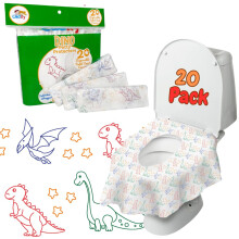 Dinosaur Disposable Toilet Seat Cover for Kids 20 pack Extra Large Waterproof & Individually Wrapped Toddler Toilet Cover for Travel Disposable Po
