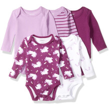 Hanes baby boys Ultimate Flexy 5 Pack Long Sleeve Bodysuits Bodystocking Purple Fun 12-18 Months US