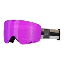 Giro Contour RS Ski Goggles - Snowboard Goggles for Men Women and Youth - Black LX Stripe Sangle avec des lentilles infrarouges roses / vives viv