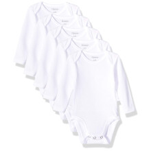 Hanes baby langærmet ultimativ flexy bodysuits drenge og piger 5-pakke diamant hvid 12-18 måneder