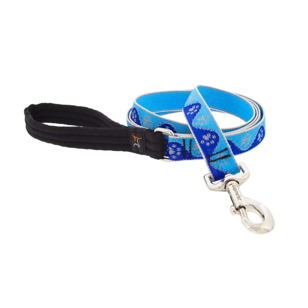 Photos - Dog Clothing Lupine Reflective Dog Leash 6-Foot by 1"""" Wide Blue Paws Blue 48459