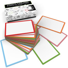 Etiquetas Magnéticas de Apagar Seco 3,7 x 2,8 in, Bordas Coloridas, 20-Pack, Etiquetas Brancas para Escritório