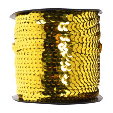 Mandala Craft 6mm Flat Sequin Strip on a Roll - Yellow Trim by The Yard - 100 Yds String Metallic Strand for Crafts  Fringe Sewing