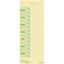 Office Depot Time Cards with Deductions Weekly Monday-Sunday Format 2-Sided 3 3/8in x 8 7/8in Manila pk of 100 GB-735104