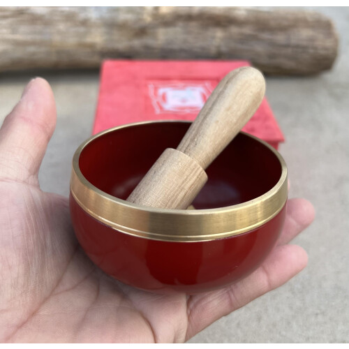 Σετ δώρου DharmaObjects Tibetan Root Chakra Premium Singing Bowl σε μέγεθος παλάμης 2