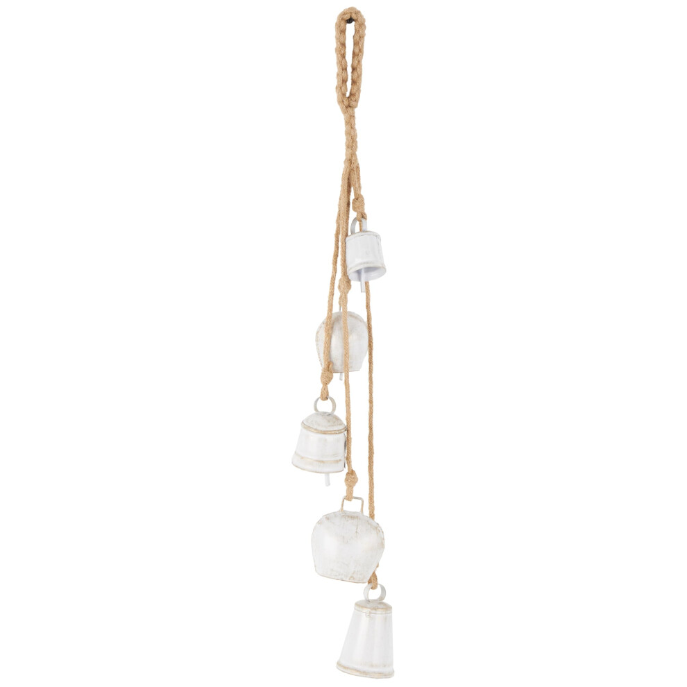 Cloches décoratives en métal Deco 79 pour intérieur et extérieur, cloche de méditation avec corde de jute, cloche de vache, 10,2 x 7,6 x 55,9 cm,