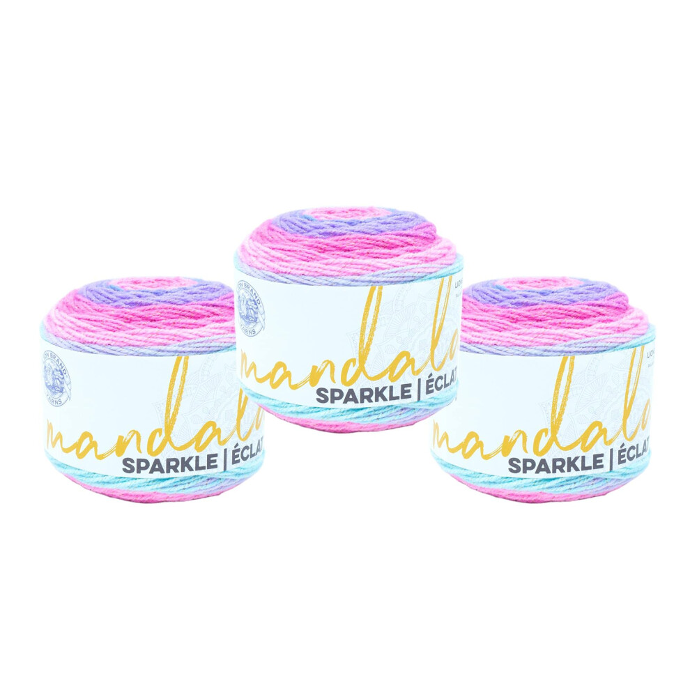 (3 Pack) Lion Brand Yarn Mandala Sparkle Yarn  Draco