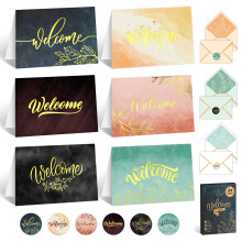 Decorably 24 Pack Gold-Foiled 6x4in Welcome Cards for New Employees with Envelopes and Stickers 6 Elegant Designs Welcome Greeting Cards Blank Insid
