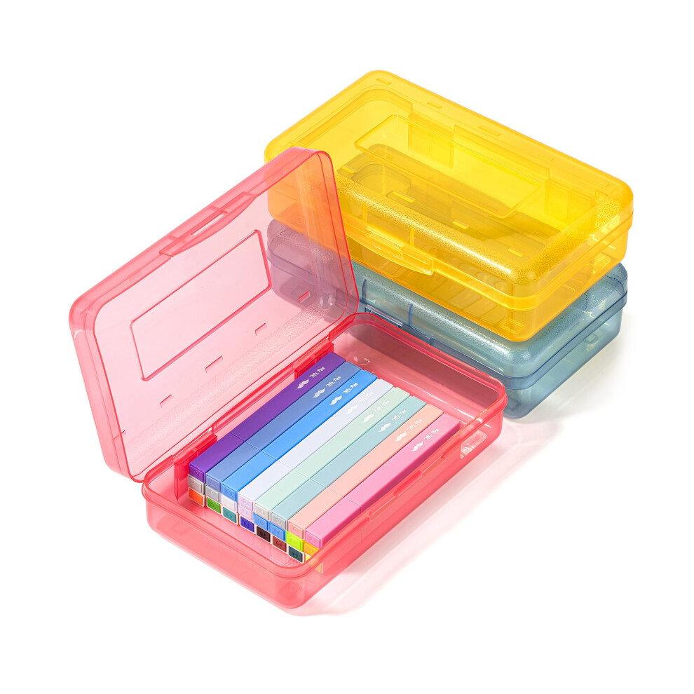 Mr. Pen - Transparente Federm Ppchen, 3Er-Pack, 20 X 11 X 6 Cm, Verschiedene Farben, Kunststoff-Federm Ppchen Mit Druckverschluss-image