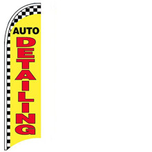 4 Less Co AUTO DETAILING Bandeira Swooper sem Vento 2.5x11.5 Pés (Apenas Bandeira)