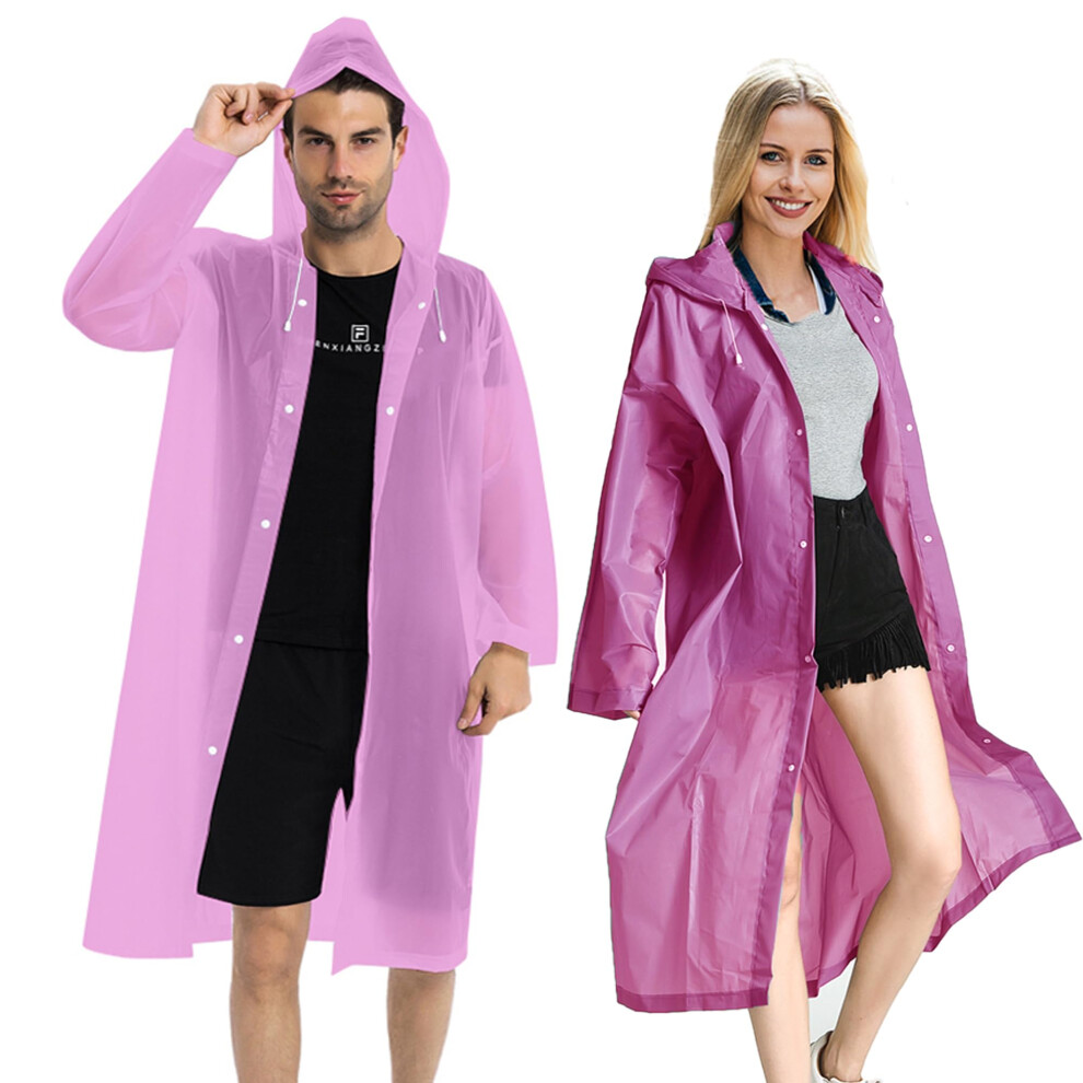 COOY Rain Coats (2 Pack) - Reusable EVA Rain Ponchos For Adults Rain Jackets Raincoats For Men Women