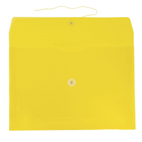 JAM PAPER Plastic Envelopes with Button & String Tie Closure - Letter Booklet - 9 3/4 x 13 - Yellow - 12/Pack 1