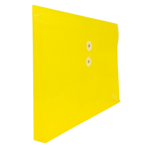JAM PAPER Plastic Envelopes with Button & String Tie Closure - Letter Booklet - 9 3/4 x 13 - Yellow - 12/Pack 2