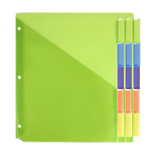 Divisórias Plásticas 5-Tab Darice 15 Pcs - Divisórias com Bolsos e Etiquetas - Multicoloridas