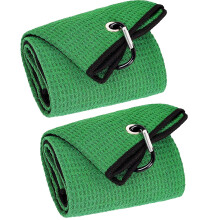 VIVIDLY 2 Pacotes de Toalhas de Golfe Tri-fold, Microfibra Premium com Clip Carabiner Pesado