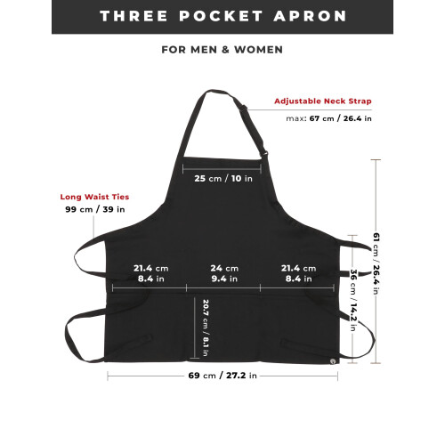 Chef Works Unisex Three Pocket Apron Black One Size (2 Pack) 2