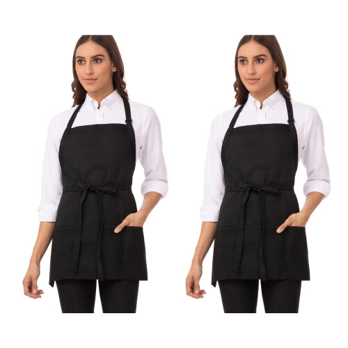 Chef Works Unisex Three Pocket Apron Black One Size (2 Pack)