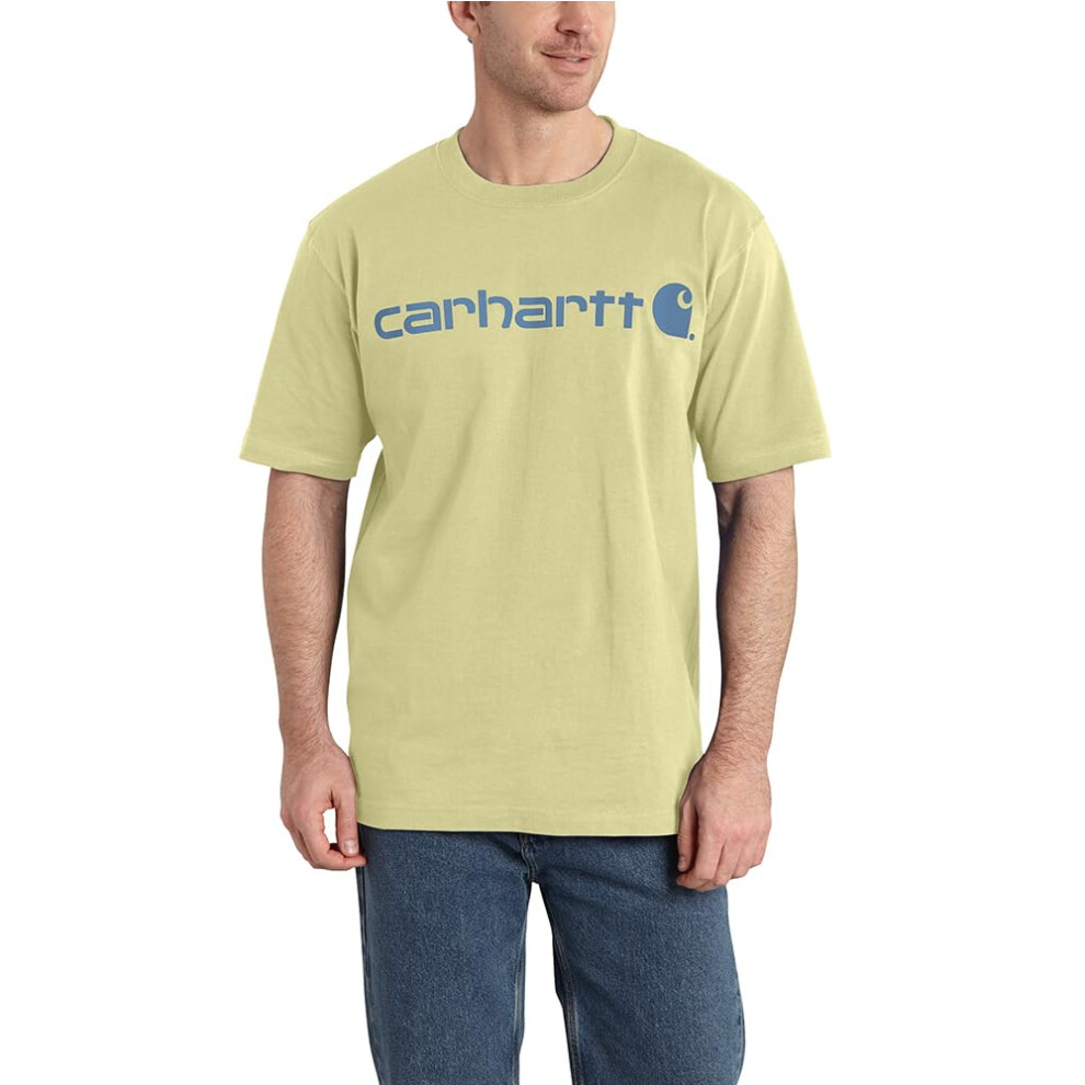 Carhartt Men's Big & Tall Loose Fit Heavyweight Short-Sleeve Logo Graphic T-Shirt  Lemongrass