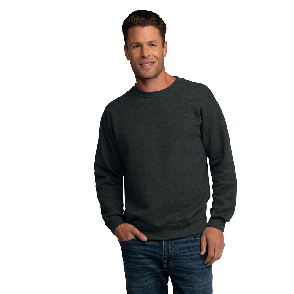 Fruit Of The Loom Mens Eversoft Fleece Crewneck Sweatshirts  Moisture Wicking & Breathable  Sizes S-4x Shirt  Black Heather  Large US