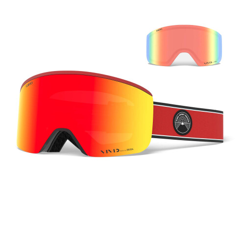 Giro Giro Axis Asian Fit Ski Goggles - Snowboard Ggggles for Men - Red Element Strap avec des lentilles infrarouges vives / vives