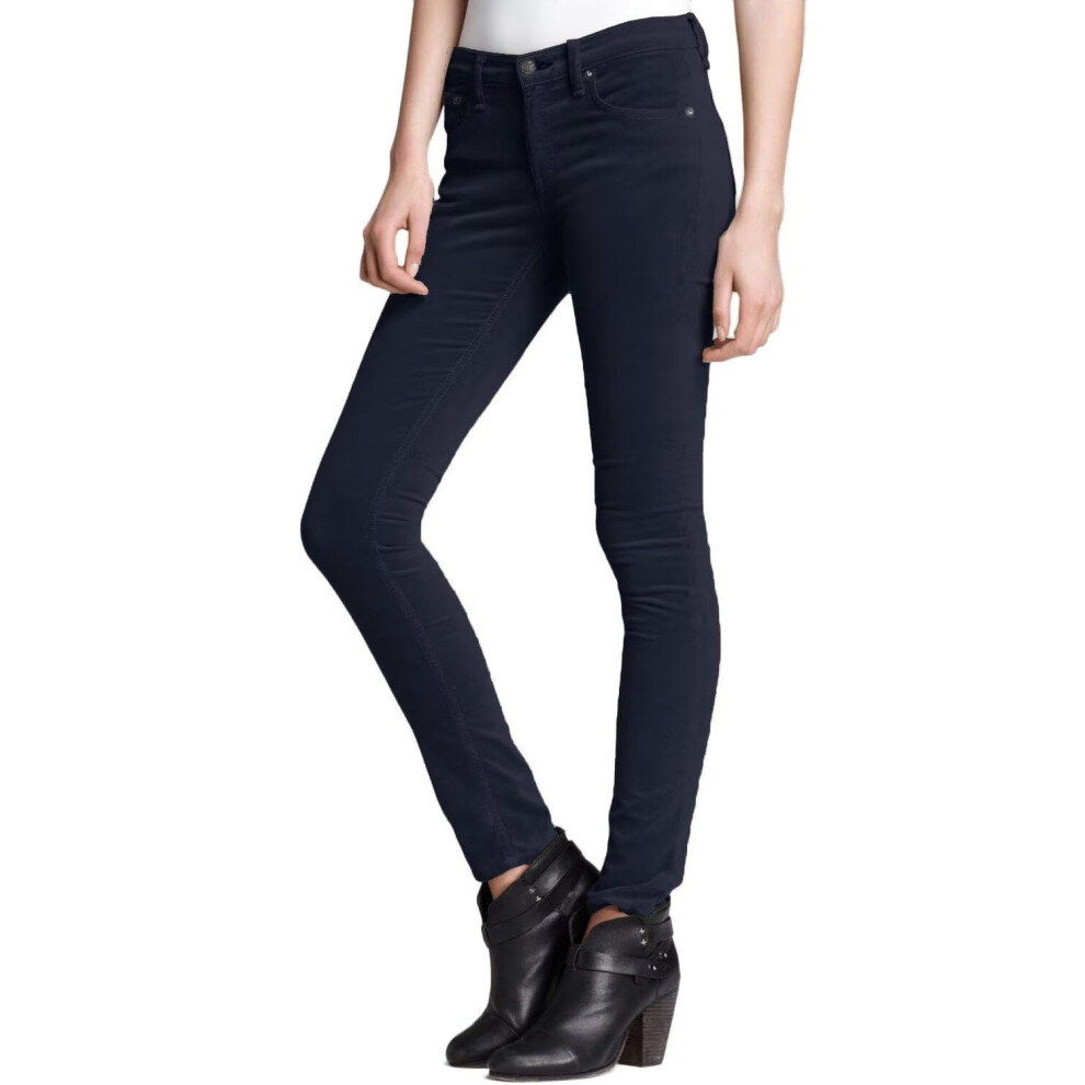 Pantalon skinny en velours c  tel   5 poches pour femme, ultra confortable et extensible, Hybrid & Company P21950SK, bleu marine 3