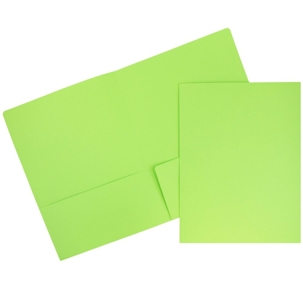 JAM PAPER Premium Matte Cardstock Twin Pocket Folders - Lime Green - Bulk 50/Box-image-OPC-PGSJXCF-NEW