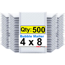 iMBAPrice 4x8 palcov biele polybublinkové vrecko 500 kusov, malá velkost #000, samolepiace polybublinkové obálky s polstrovaním (celkom 500 vreci