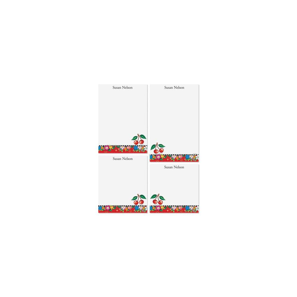 Current Mary Engelbreit's Cheery Cherry Personalized Notepad Set - Set of 4  100-Sheet Pads  Multiple Sizes  Great for Graduations and Personalized Gi-image-OPC-PGSJXFY-NEW