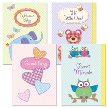 Aktuelle babyformer Tillykke lyk?nskningskort - 8 Pack (4 design) Nye baby Tillykke f?lelser inde i store 5 x 7 tommer baby shower