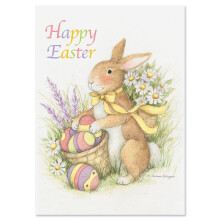 Biglietto di auguri pasquale con coniglietto acquerello di Susan Winget - Confezione singola per bambini e adulti, 13 x 18 cm, con busta
