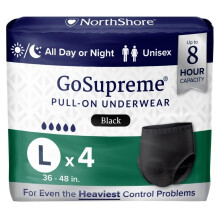 NorthShore GoSupreme jszakai inkontinencia fehrnemu 8 rs felhzhat stlus, nagy, 4 szm prba fekete 36-48 hvelykes uniszex felnott pelenkk