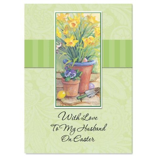 Current To My Husband Easter Greeting Card - Single Card Large 5"""" x 7"""" Easter Cards with Sentiments Inside includes White Envelope