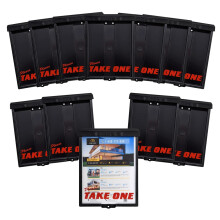 Caja para folletos inmobiliarios de exterior con tapa a presi   n. Portadocumentos para un solo uso. Capacidad para 100 documentos de 8,5 x 11 pulg