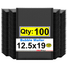iMBAPrice 12,5x19 palcov cierne polybublinkové vrecko, 100 kusov, velká velkost #6, samolepiace polybublinkové obálky s polstrovaním (celkom 100