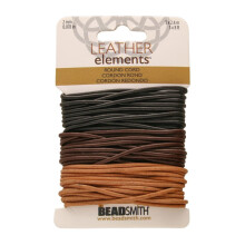Perlsmith læderledning - sort brun og naturlig blanding - 2 mm diameter - 24 fod pr. Kort - indisk læder thong til fletning perler halskæder fine