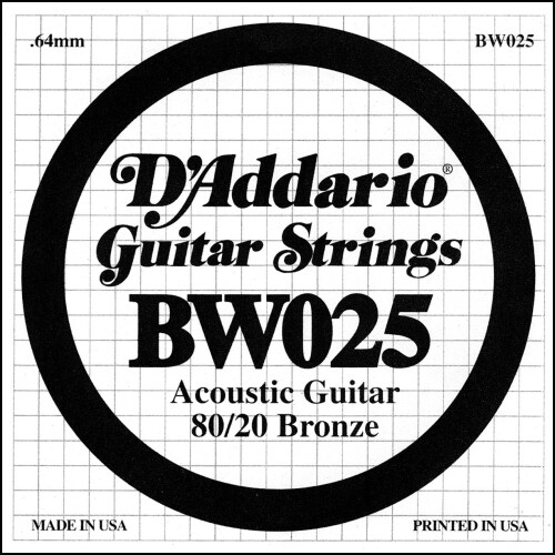 D'Addario BW025 Bronze Wound Acoustic Guitar Single String .025
