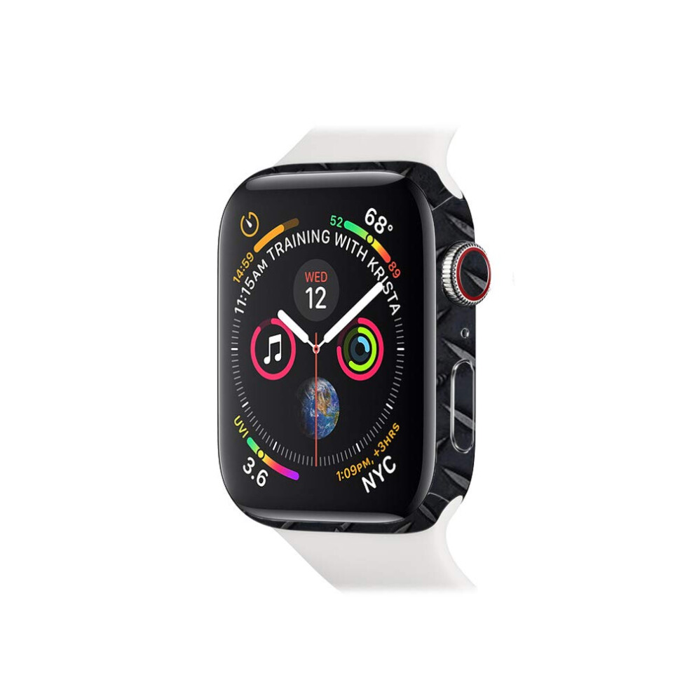 Skin MightySkins compatible avec Apple Watch Series 4, 5 et 6 44 mm - Plaque de diamant noir, protection durable et unique, autocollant en vinyle, fac
