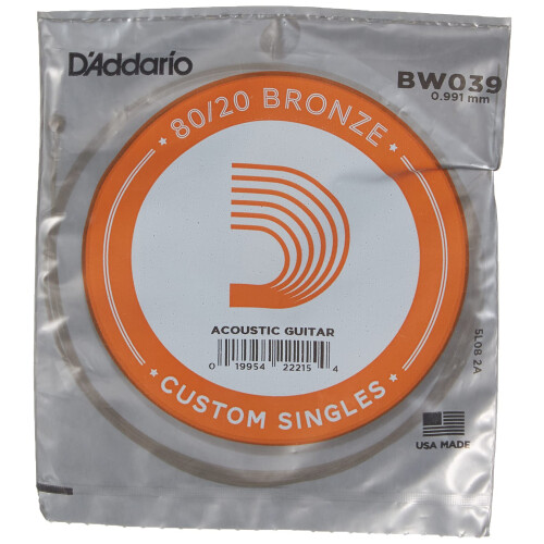 D'Addario BW039 Bronze Wound Acoustic Guitar Single String .039
