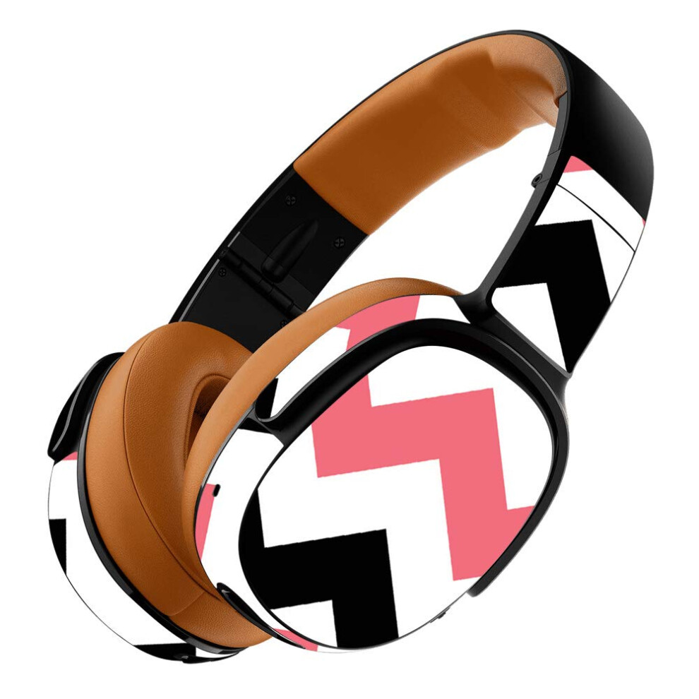 Skin MightySkins compatible avec le casque sans fil Skullcandy Crusher 360     Chevron noir et rose | Protection durable et unique en vinyle | Facile
