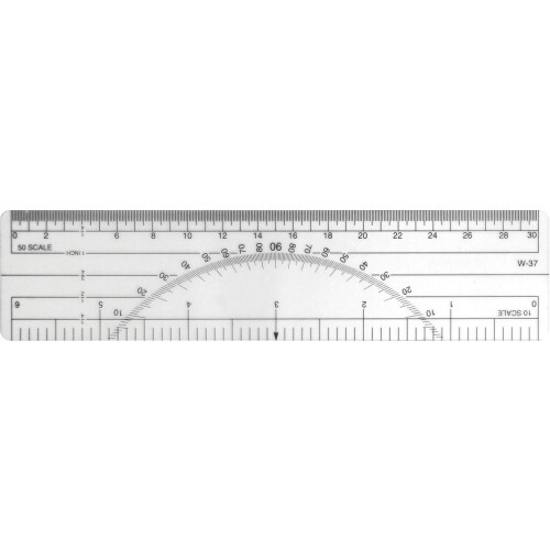 Westcott Protractor Lineal 6"""" 10. 50. Transparent (W-37)