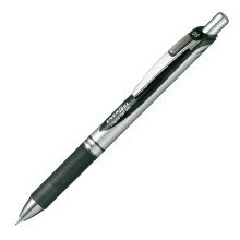 Pentel Energel Knock Ballpoint Pen  0.5mm Needle Tip  Black Ink  Silver Body with Black Accent (BLN75Z-A)
