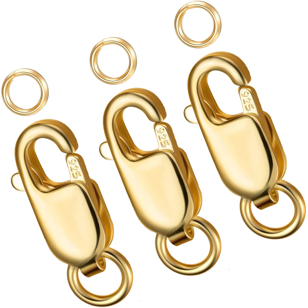 Chiusura A Moschettone Dailyacc In Argento Sterling 925 Con Anelli Di Congiunzione Chiusi, Chiusure E Fermagli Per Collane In Oro Per Estensori D-image