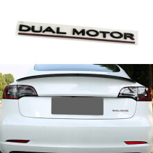YHCDSEA Dual Motor Badge Emblem Sticker Plaid Decor Compatible til Model 3 Y X S Tilbeh?r (Matt Black-Red Line)
