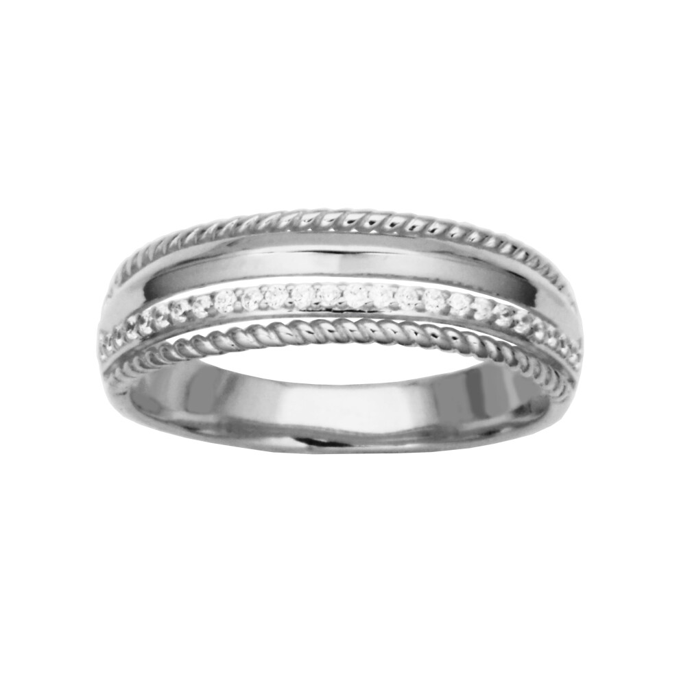 Amazon Essentials Cubic Zirconia Multi-Row Band Ring in Rhodium Plated Sterling Silver  White  5