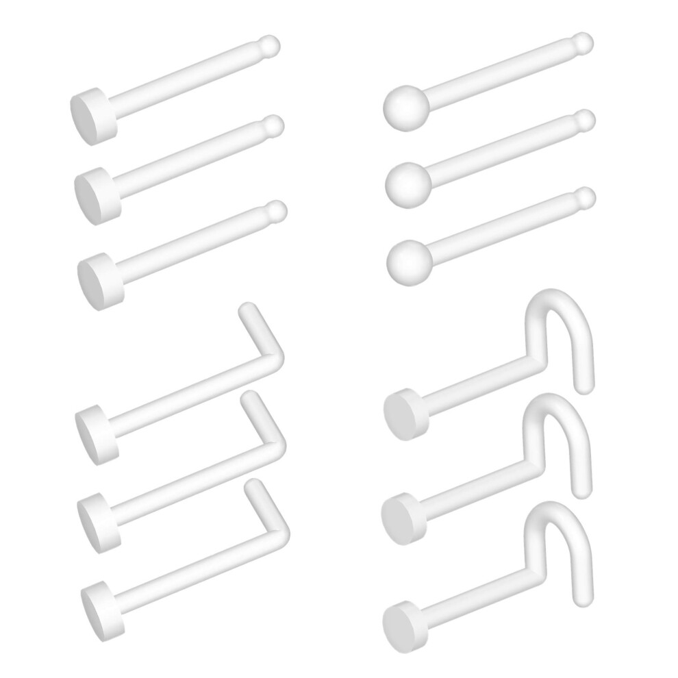 Nzdlm Anillo De Nariz Transparente Bioflex, Anillos De Nariz Con Tachuelas, Anillos De Nariz En Forma De L, Anillos De Nariz Con Forma De Sacacor-image