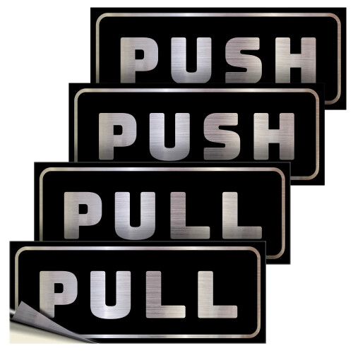 iSYFIX Adesivos de Sinalização Push Pull - 2 unidades 5x2 polegadas - Decalque Horizontal Autoadesivo, Prata/Preto