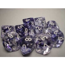 Chessex ternings?t: Nebula Black with White - Tisidet Die d10 S?t (10)