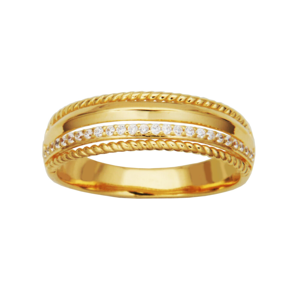 Amazon Essentials Cubic Zirconia Multi-Row Band Ring in 18k Yellow Gold Plated Sterling Silver  Yellow  6