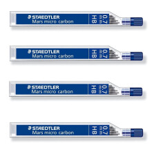 STAEDTLER Mars Micro Carbon 250 0.7mm 2B - Pencil Lead Refills - 4 Tubes/Packs (48 Leads) (HB-0.7mm)